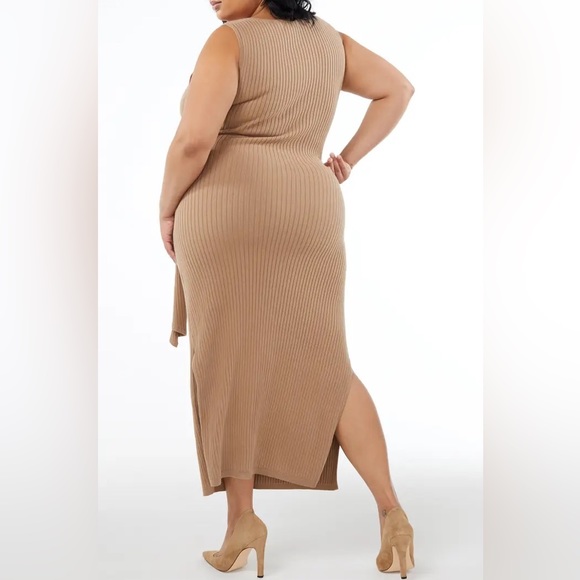 GOOD AMERICAN Rib Knit Tie Waist Midi Dress | 7 (3XL) - Picture 3 of 6